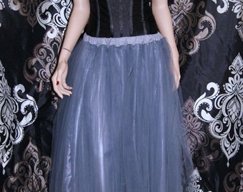 Formal Silver Colored Bridal Bride Bridesmaid Floor Length Tulle Skirt Adult All Sizes MTcoffinz