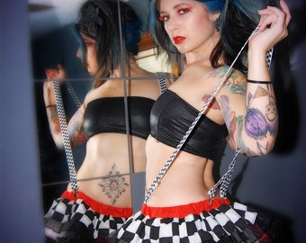 Raging Red Checkerboard Roller Derby GoGo Mini Tutu adult ALL SIZES MTCoffinz
