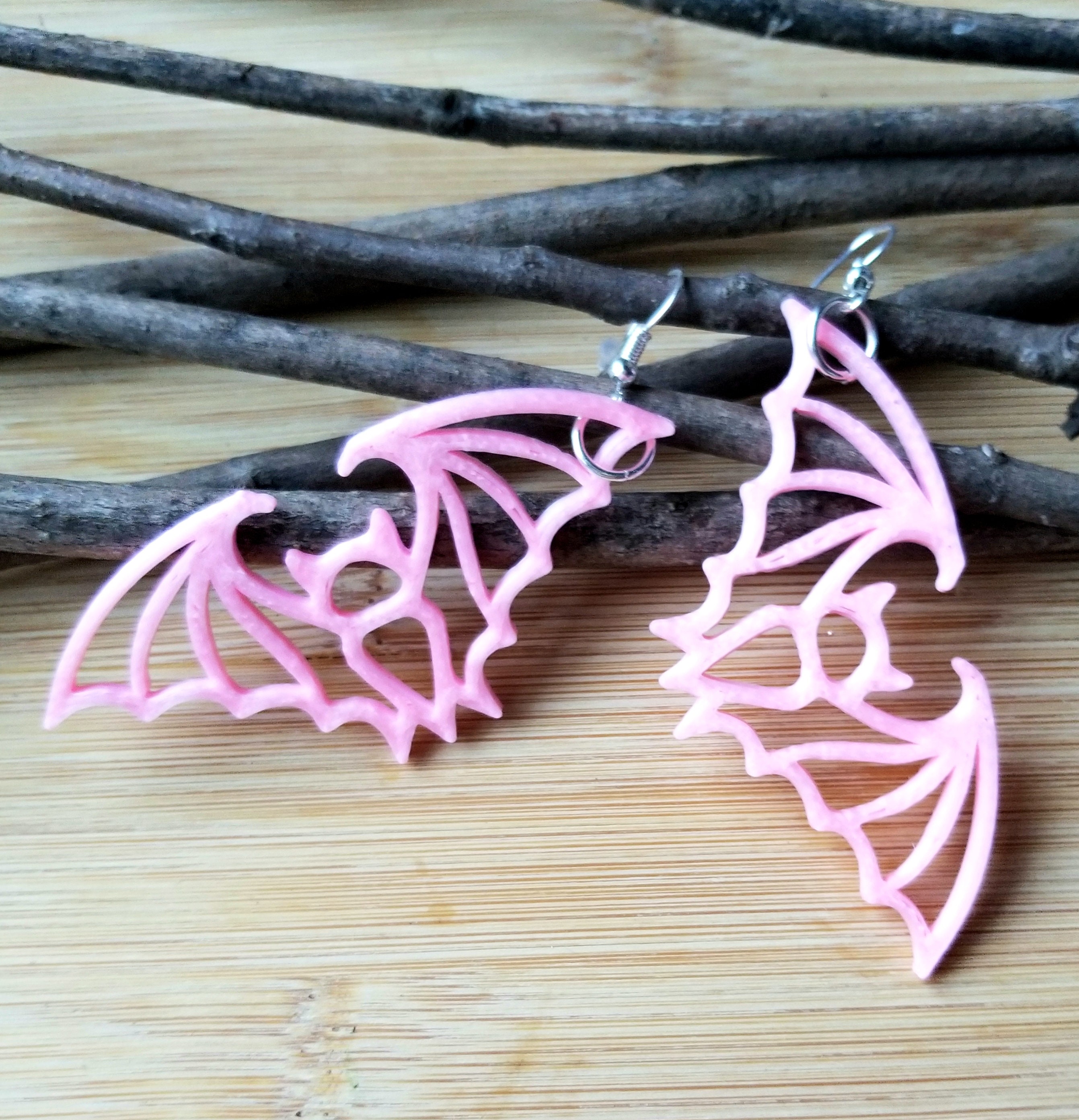 Gothic Bat  oversized statement Earrings 3D printed Lightweight Free Shipping MTcoffinz
