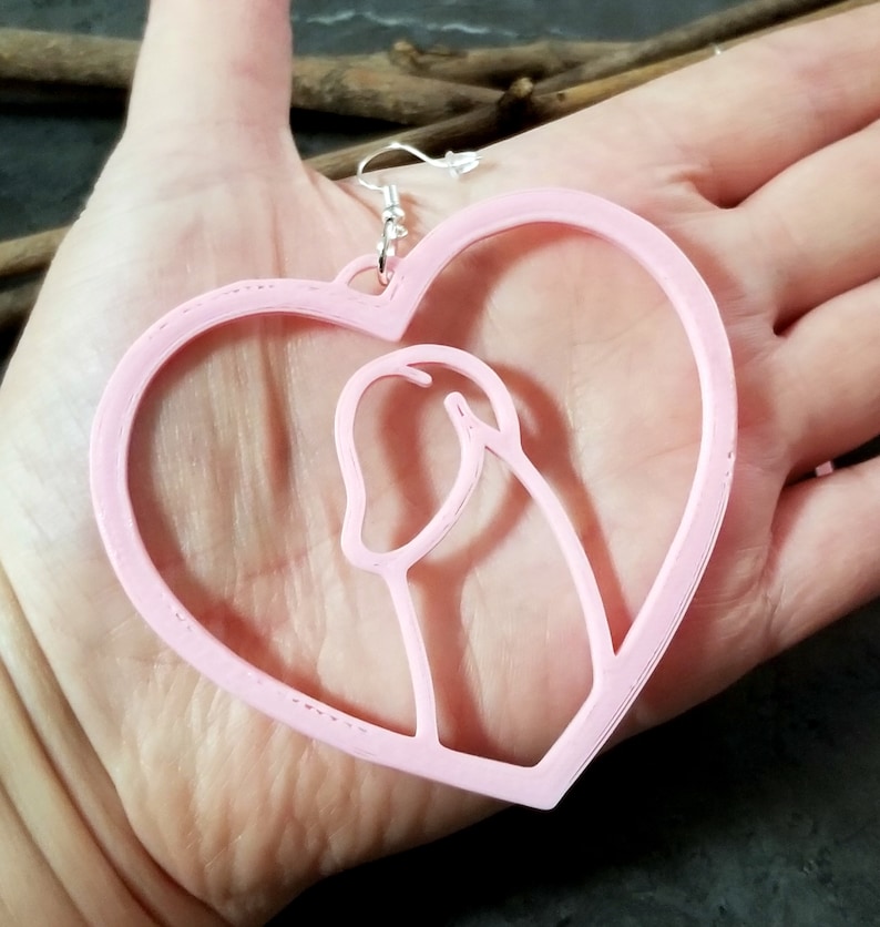 Penis Heart Hoop Body Positive Anatomy Dick oversized statement Earrings 3D printed Lightweight Free Shipping MTcoffinz image 2