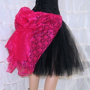 Short Bright Fuchsia Pink Lace Mid Length Bustle Wrap MTCoffinz All Adult Sizes image 3