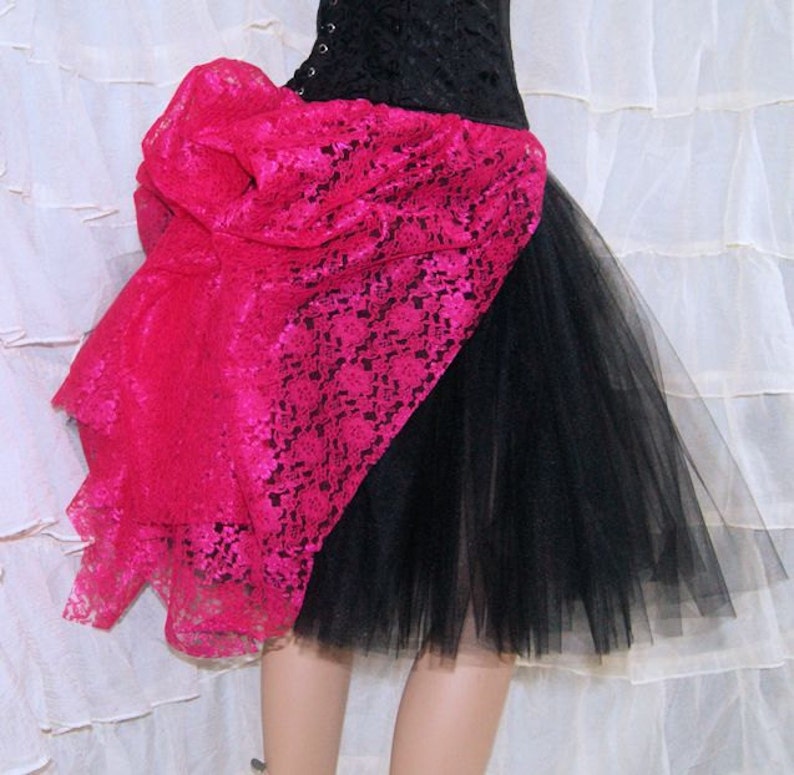Short Bright Fuchsia Pink Lace Mid Length Bustle Wrap MTCoffinz All Adult Sizes image 3