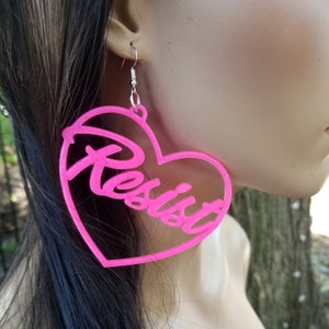 Resist Rise Up Revolution Movement Activism Activist symbol Hoop Earrings 3D printed Black Lightweight Free Shipping MTcoffinz  choose color