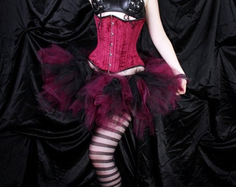 Burgundy Wine and Black layered full Sewn tutu and tattered rave Skirt ...All Adult Sizes... MTCoffinz