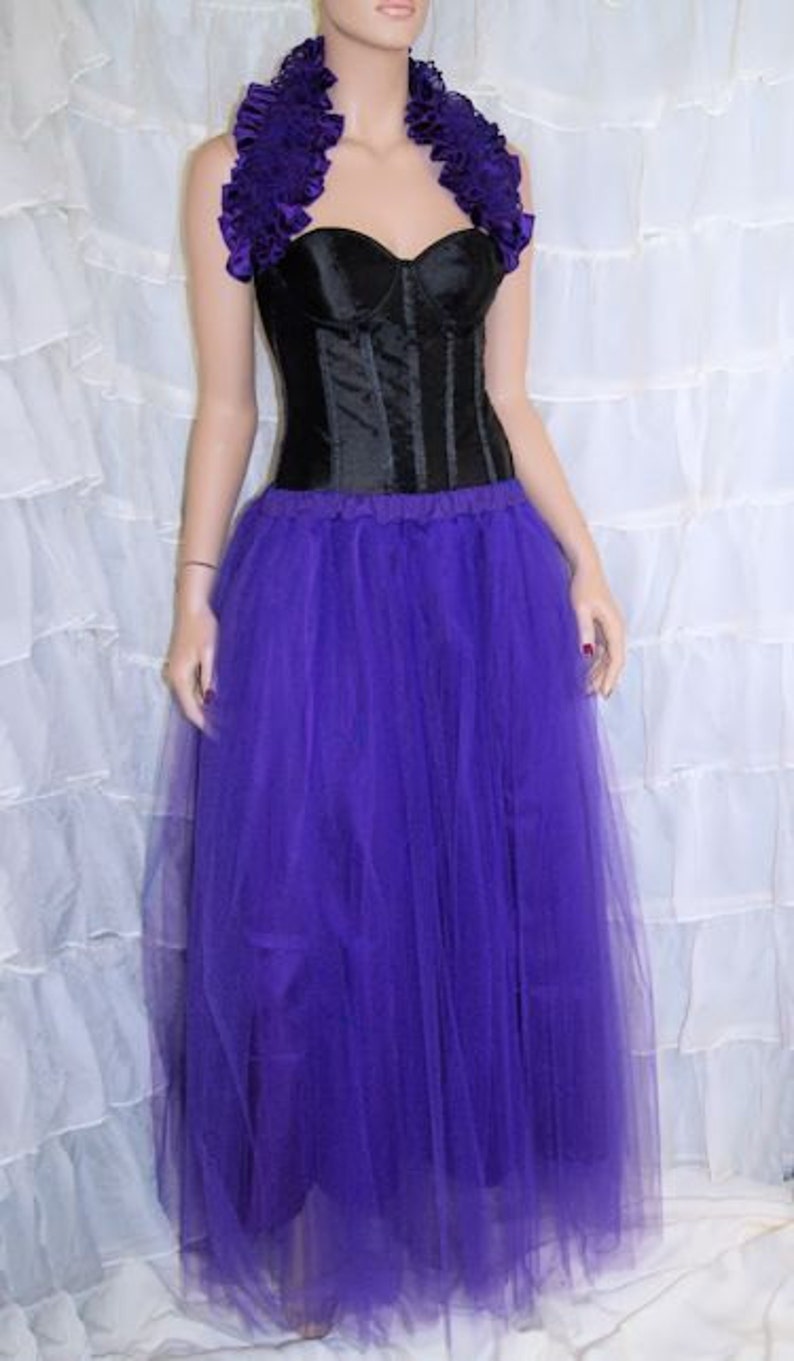 Dark Purple Floor Length Bridal Tutu Tulle Skirt Adult All Sizes MTcoffinz image 3