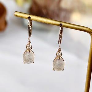 925 Silver Drop Moonstone Earring for Women, Gemstone Earring, Natural Stone Earrings, S925 Moonstone Drop Earring, Birthday Gift