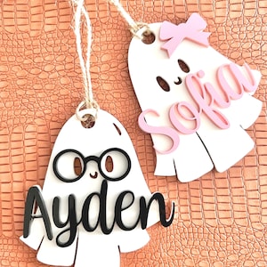 Halloween Basket Tag Boo Basket Tag Halloween Bucket Tag Pink Halloween Ghost Tag Trick or Treat Halloween Name Tag Personalized Halloween