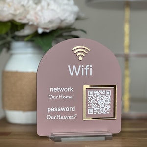 WiFi-bord QR-codebord Gepersonaliseerd wifi-wachtwoordbord met QR Modern acryl wifi-bord voor thuis Airbnb-bord Kantoor Gastenkamerbord Zakelijk