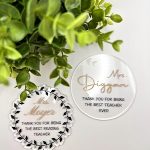 Personalized Teacher Gift Custom Drink Coaster Gift for Teacher Christmas Gift Acrylic Name Coaster Teacher Appreciation Classroom Decor