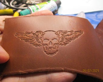 Harley Davidson Skull Logo leather stamp 76.5 x 31.5 mm diameter ( 3 x 1.2 inches), leather embossing