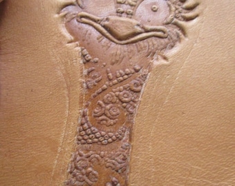 ostrich animal emboss 65 x 41 mm, leather stamp embossing , relief 3d
