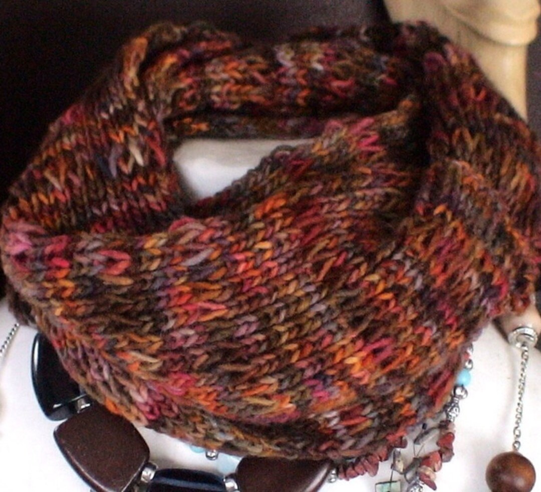 Infinity Cowl Scarf Hand Knitted Hand Dyed Yarn - Etsy