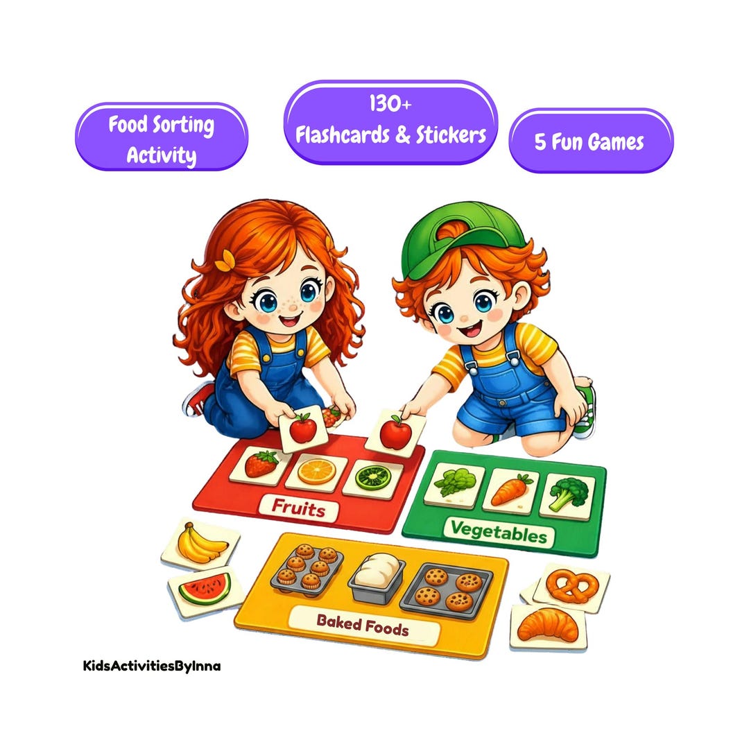 Food Sorting Activity for Kids | 130+ Flashcards | 5 Groups Game ...