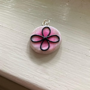 Polymer Clay Pink Flower Design Pendant