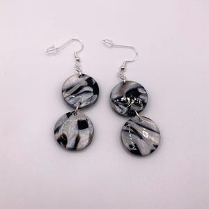 Black and White Polymer Clay Dangle Earrings