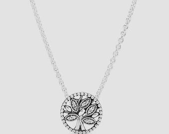 Sterling Silver Family Tree Jewelry Set • Necklace & Earrings • S925 Hand-Finished • Gift Box Included