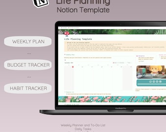 Notion Life Planning Template: Weekly Planner, Budget Tracker (Digital Download)