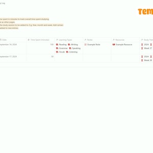 Notion Language Learning Template: Study Tracker (digital Download) - Etsy