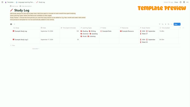 Notion Language Learning Template: Study Tracker (digital Download) - Etsy