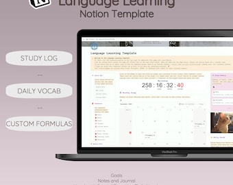 Notion Language Learning Template: Study Tracker (Digital Download)