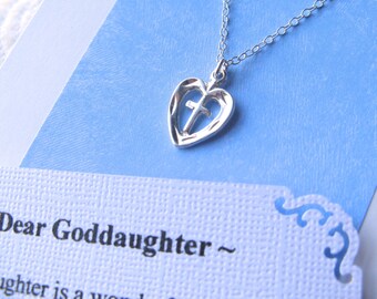 GODDAUGHTER Necklace POEM CARD Cross Jewelry for Goddaughter First Communion Christening Gift for GoddaughterSterling Silver Gifts Under 40