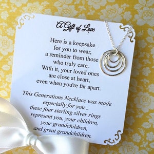 GREAT GRANDMOTHER NECKLACe Grandma Gift 3-4-5 Generations Family Necklace POEM Grandma Jewelry Sterling Silver Circles Represent Generations image 1