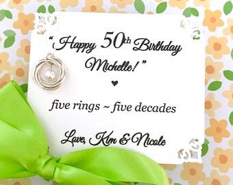 50th Birthday gift for women, 5 interlocking circles, 5th Anniversary gift for her, Birthday Gift for Wife, Sister Necklace, Gift for Mom