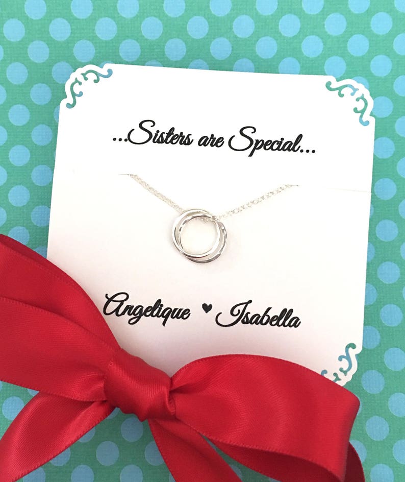 SISTER GIFT Sister Necklace Gift for Sisters Sterling Silver Inseparable Rings Connected Infinity Circles Gift Wrapped Ready to Ship 