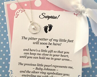 ADOPTION ANNOUNCEMENT Gift for Grandma Aunt "We're Adopting!" NECKLACE "You're Gonna Be A Grandma!" Sterling Silver Swarovski Pearl