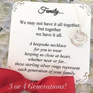 GREAT GRANDMOTHER NECKLACe Grandma Gift 3-4-5 Generations Family Necklace POEM Grandma Jewelry Sterling Silver Circles Represent Generations image 2