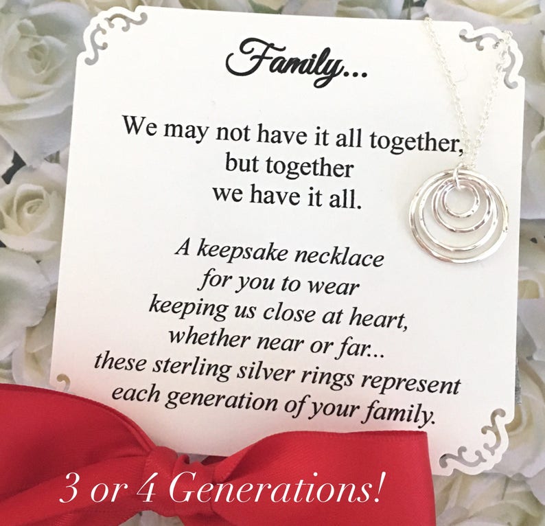 GREAT GRANDMOTHER NECKLACe Grandma Gift 3-4-5 Generations Family Necklace POEM Grandma Jewelry Sterling Silver Circles Represent Generations image 2