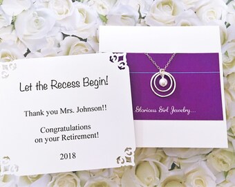 GIFT for TEACHER RETIREMENT Jewelry Sterling Silver Retirement Gift for Her Pearl Jewelry On To the Next Chapter Gift Wrapped Ready to Ship