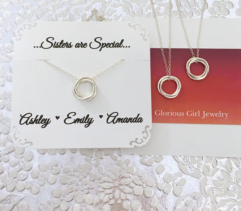 THREE SISTER Necklace Sister Gift for 3 Sterling Silver  Etsy