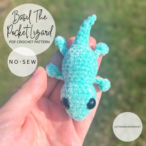 Basil The Pocket Lizard. No-sew, beginner friendly crochet pattern