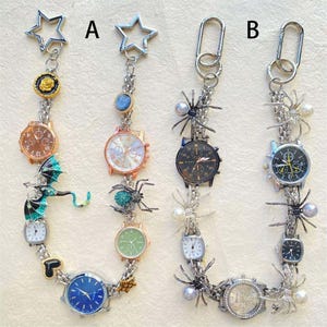 Unique Watch Bag Chain Charm – Vintage Watch Pendant Waist chain –Spider Handbag Strap, Aesthetic Purse Handle - Aesthetic Bag Accessory