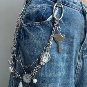 Handmade Watch Pants Chain, Multi-Functional Jeans Accessory Bag Accessory, Fashion Watch Purse Chain, Multiple Watchfaces, Perfect Gift