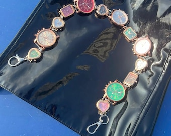 Colorful Watch Face Charm Chain – Vintage Statement Watch Chain for Bags or Waist – Chic Wristwatch Dials Bagchain - Gift for Her