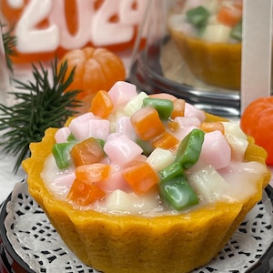 Faux savon alimentaire salade de pommes de terre dans une tartelette - Barre de savon réaliste, cadeau de vacances unique, cadeau de savon amusant dans un emballage lumineux