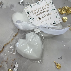 Mini Soap Favors Heart Soap White with Custom Soap Tag, Handmade Soap Favors, Wedding Favors, Bridal Shower Soap, Favors for Guests