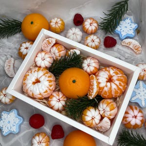 Christmas Soap Set with Tangerines – Handmade Glycerin Soap Gift for the Holidays