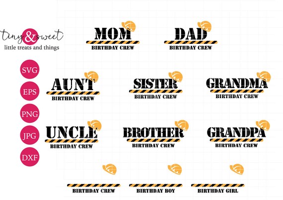 Download birthday crew svg cut file construction mom dad customize | Etsy