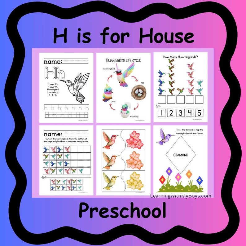 Letter H is for Horse, Hummingbird, and House Preschool Pack Digital ...