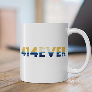 414EVER Coffee Mug - Milwaukee Wisconsin Home City Hometown Pride Gift - 414 Area Code, Lake Michigan Moonrise - White Ceramic Tea Cup