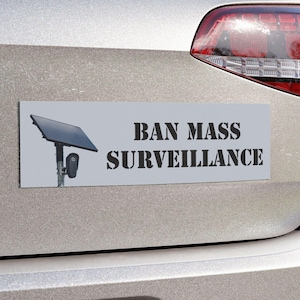 Ban Mass Surveillance - Anti Flock Camera Bumper Sticker or Car Magnet - AI Big Data Harvesting Collection Tracking Secret Spying Monitoring