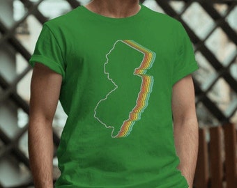 Retro New Jersey Rainbow State Outline Unisex Softstyle T-Shirt