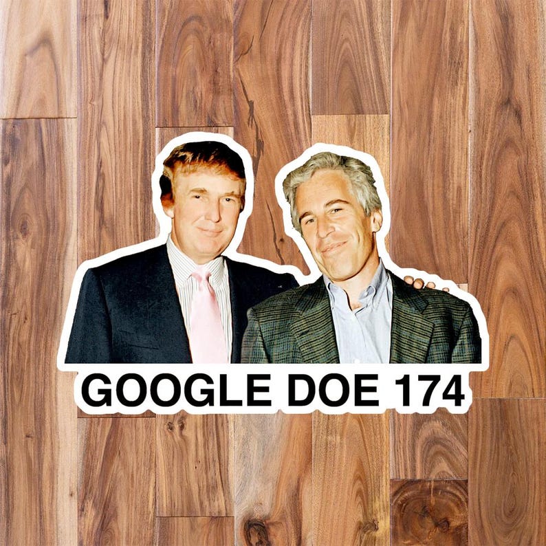 Pack of Stickers: Donald Trump with Jeffrey Epstein Never Forget, Google Doe 174, Besties. Release the Files! Conspiracy Vinyl Sticker Decal Bild 2