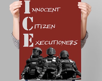 ICE: Cartel imprimible de "Verdugos de Ciudadanos Inocentes" (Descarga digital, JPG, JPEG) - Cartel de protesta y resistencia "No Kings" (Protesta contra Trump y proinmigrantes)