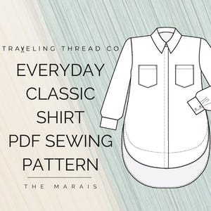 Classic Shirt, Collar Shirt, Button-up, Everyday, Beach, Vacation Shirt, PDF Sewing Pattern
