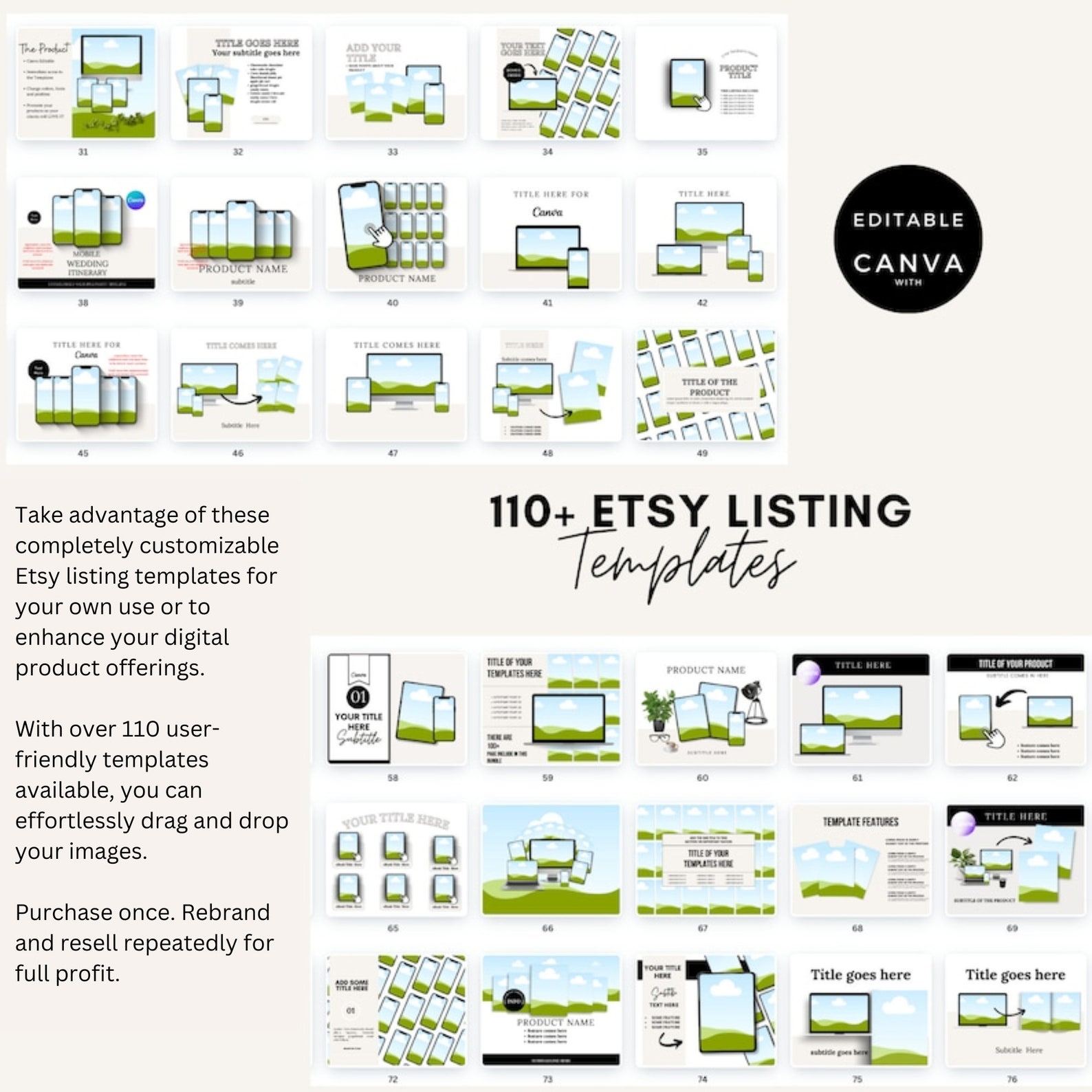 Etsy Listing Mockup Templates | 110+ Canva Shop Mockups (PLR & MRR) - Etsy