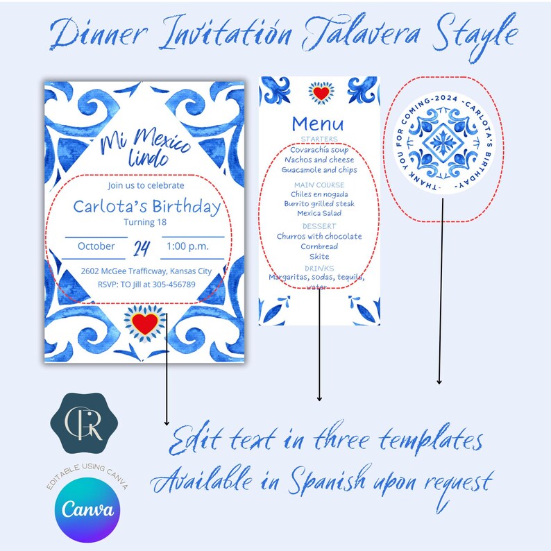 Mexico Invitation Talavera Style, Editable Template Etsy